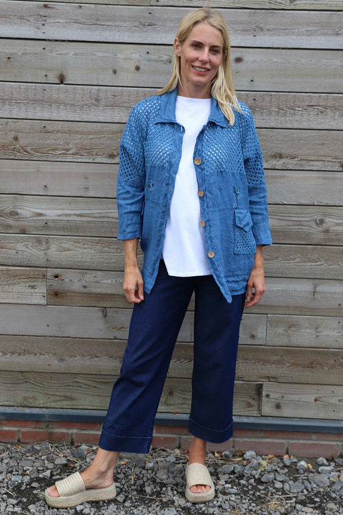 Orlanda Linen Jacket Blue - Image 3