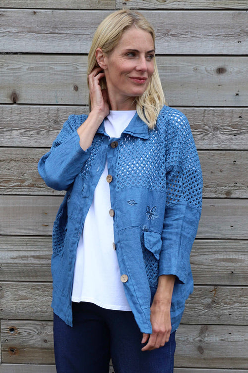 Orlanda Linen Jacket Blue - Image 4