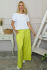 Trish Wide Leg Linen Trousers Lime