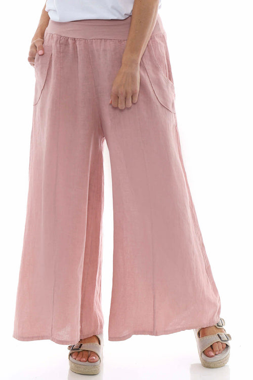 Brietta Linen Trousers Pink - Image 3