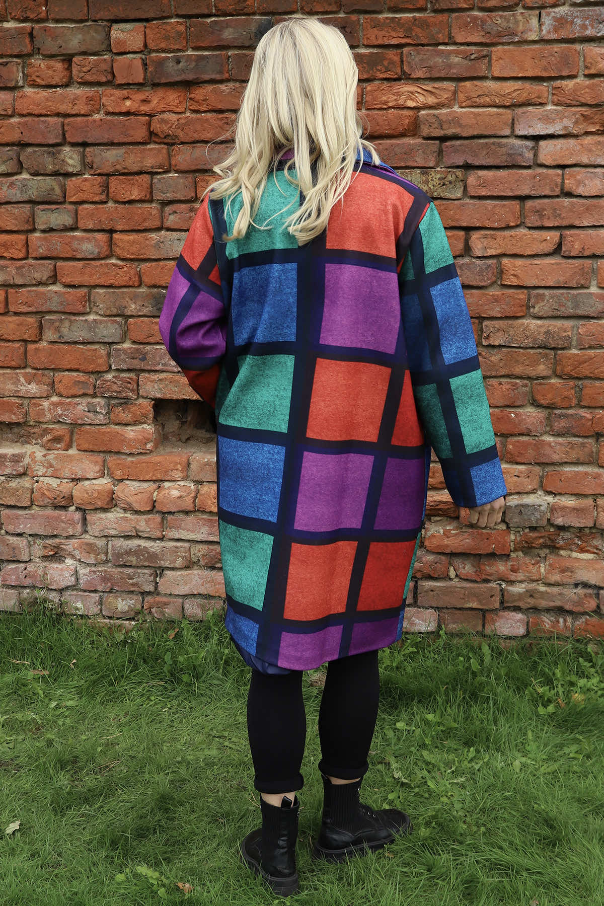 Carys Double Check Coat Green