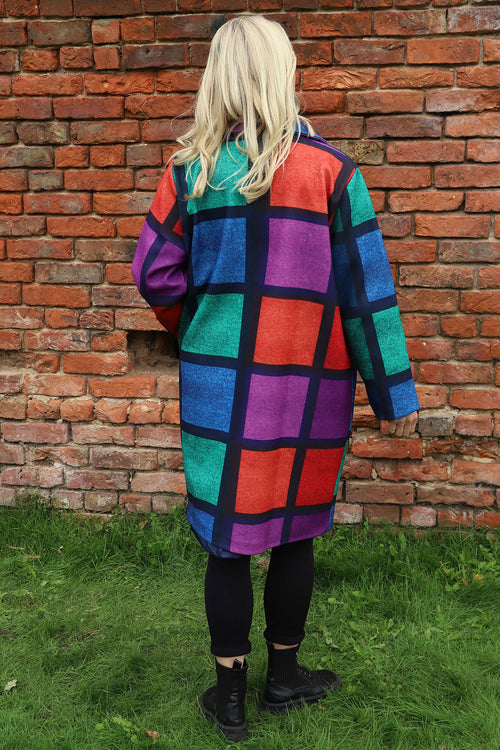 Carys Double Check Coat Green - Image 4