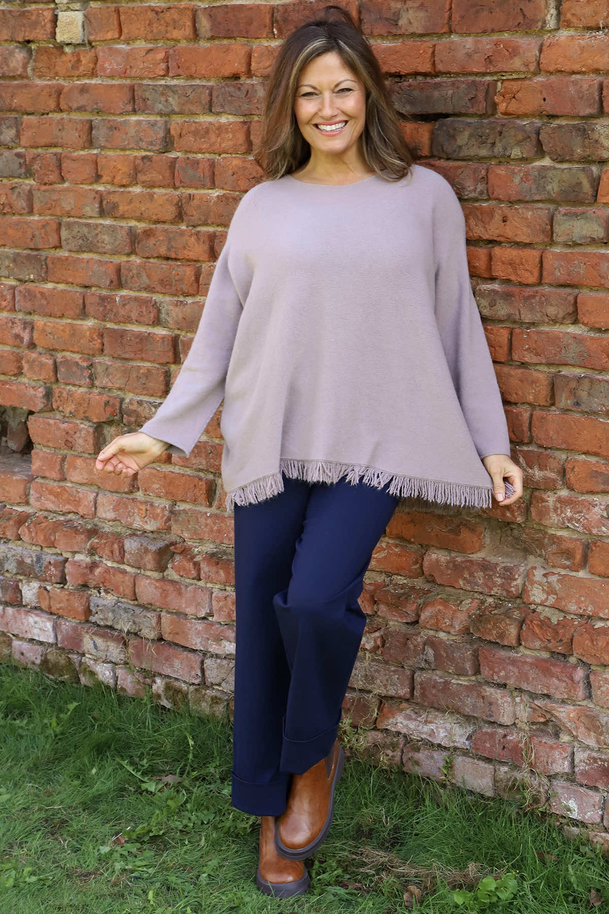 Sally Fringe Hem Jumper Mocha