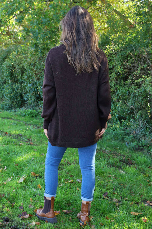 Brooklyn Tie Knitted Cardigan Cocoa - Image 4