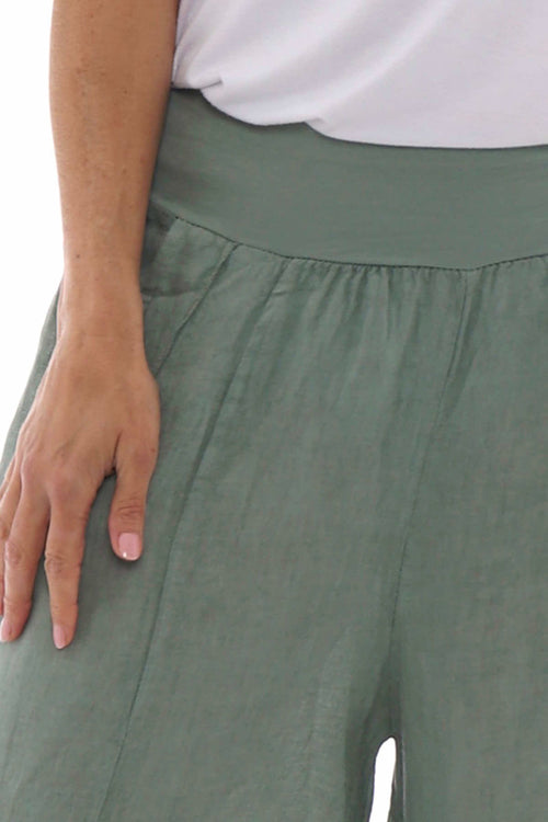 Brietta Linen Trousers Khaki - Image 4