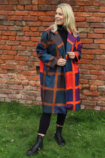 Carys Double Check Coat Navy Navy - Carys Double Check Coat Navy