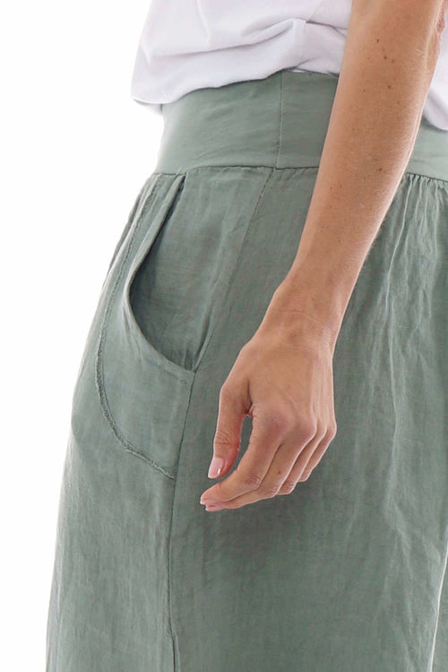 Brietta Linen Trousers Khaki - Image 5