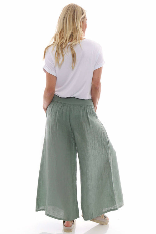 Brietta Linen Trousers Khaki - Image 6