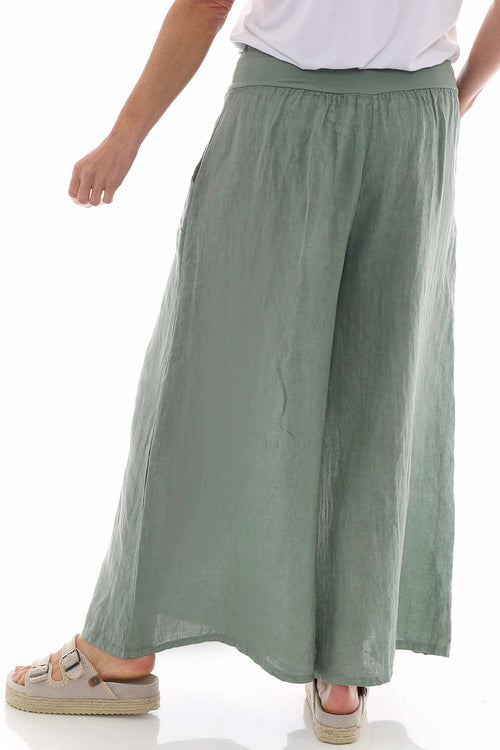 Brietta Linen Trousers Khaki - Image 7