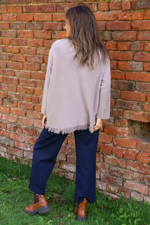Sally Fringe Hem Jumper Mocha - Image 4