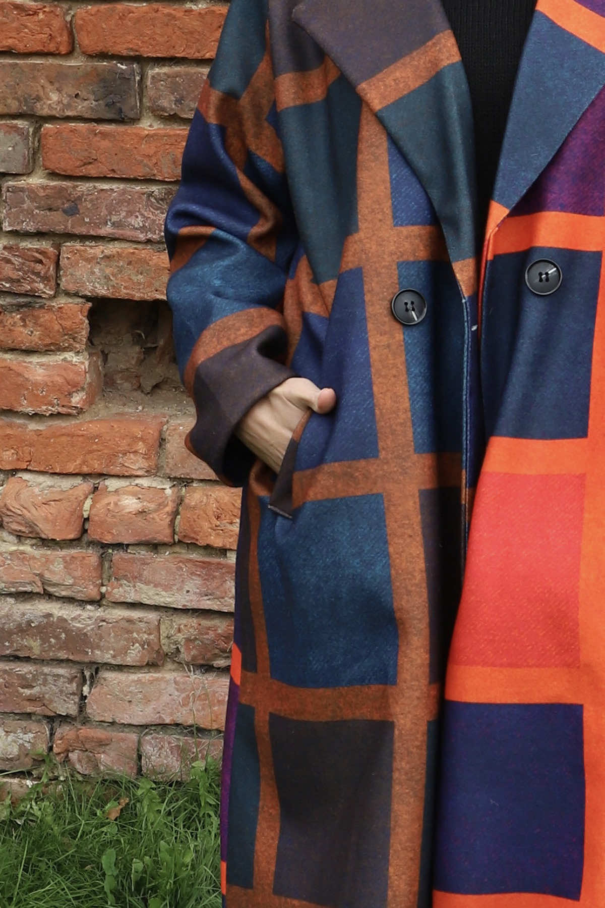 Carys Double Check Coat Navy