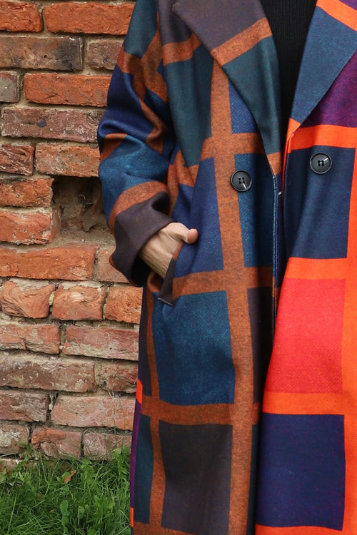 Carys Double Check Coat Navy - Image 3
