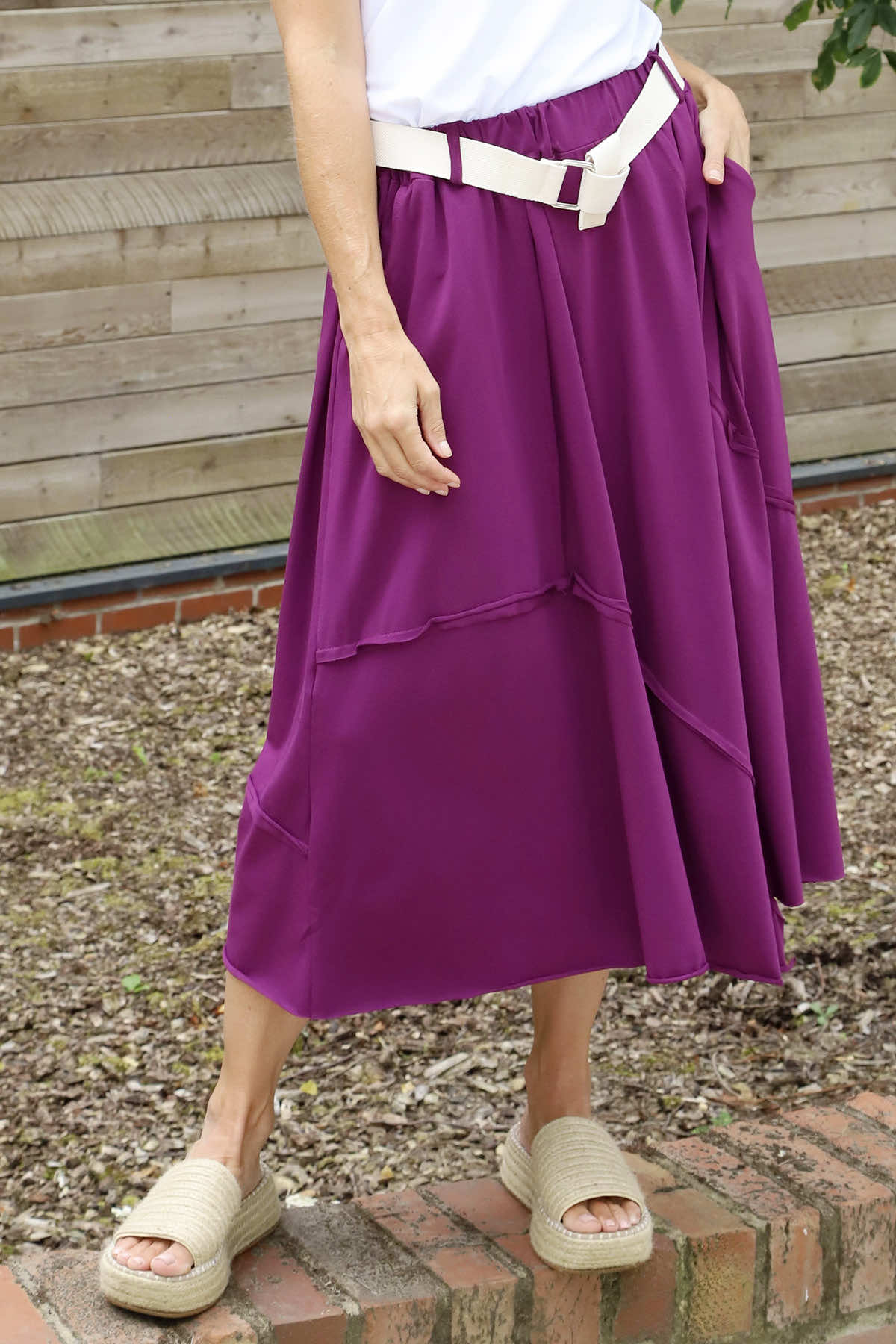 Sophia Belted Cotton Skirt Purple