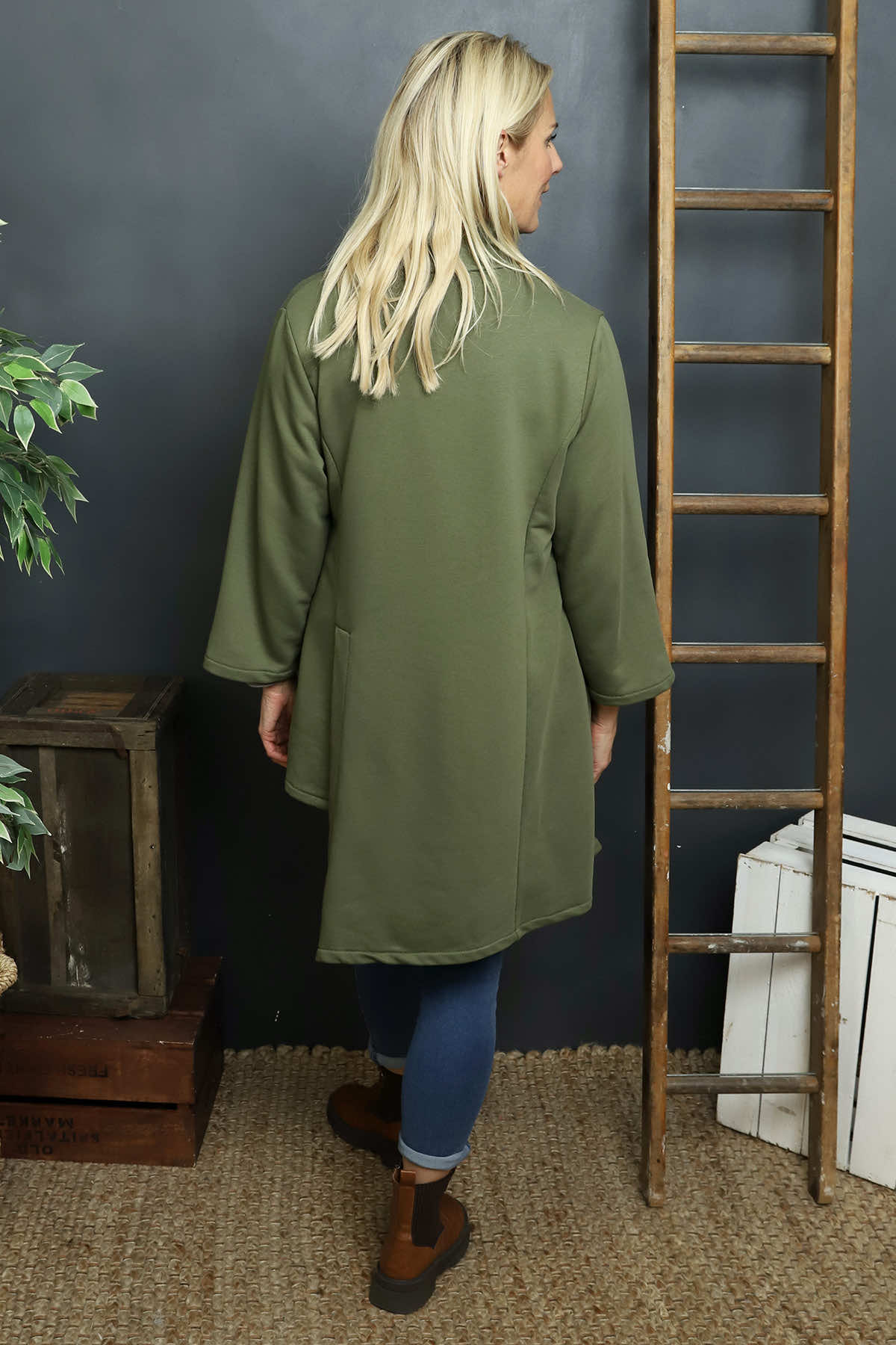 Damaris Asymmetric Button Cotton Top Khaki