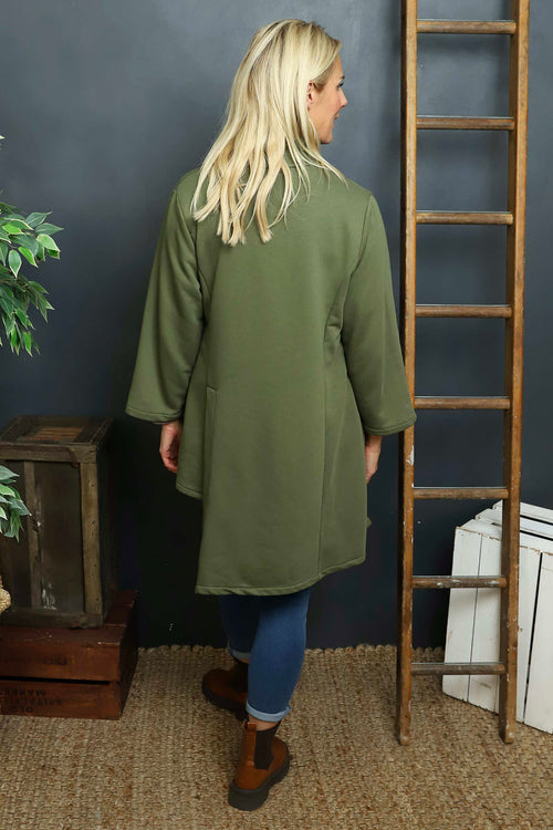 Damaris Asymmetric Button Cotton Top Khaki - Image 4