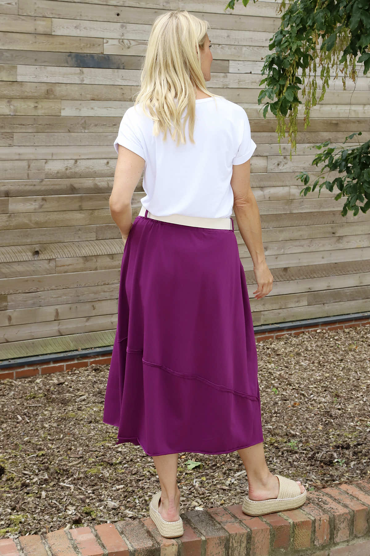 Sophia Belted Cotton Skirt Purple