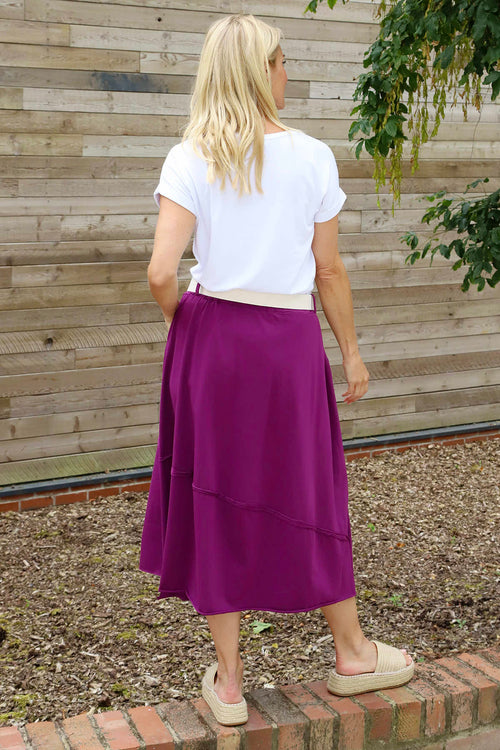 Sophia Belted Cotton Skirt Purple - Image 4