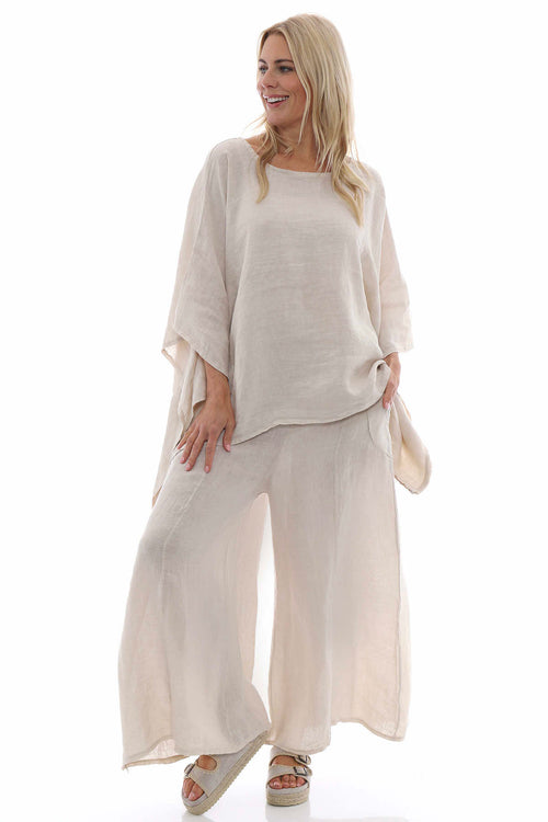 Melina Batwing Linen Top Stone - Image 2