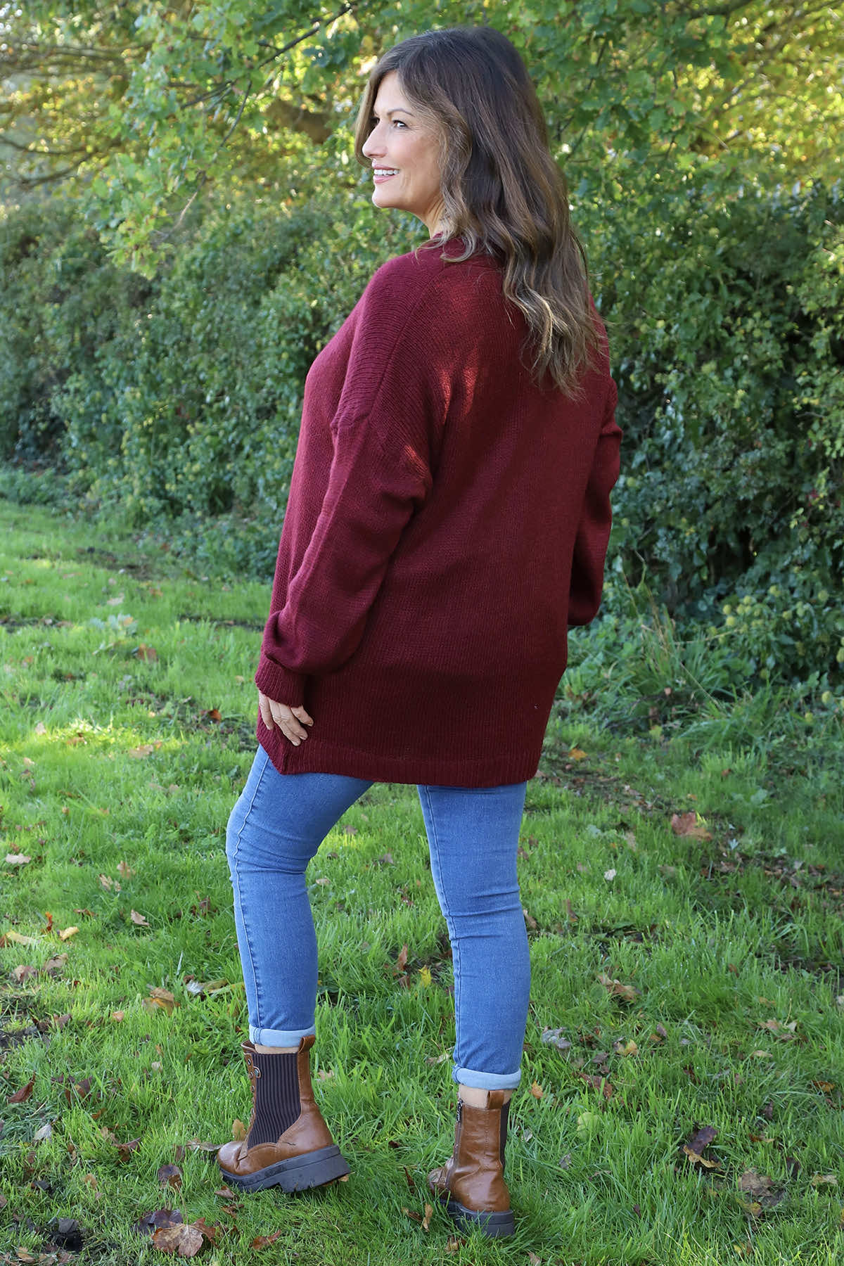 Brooklyn Tie Knitted Cardigan Wine