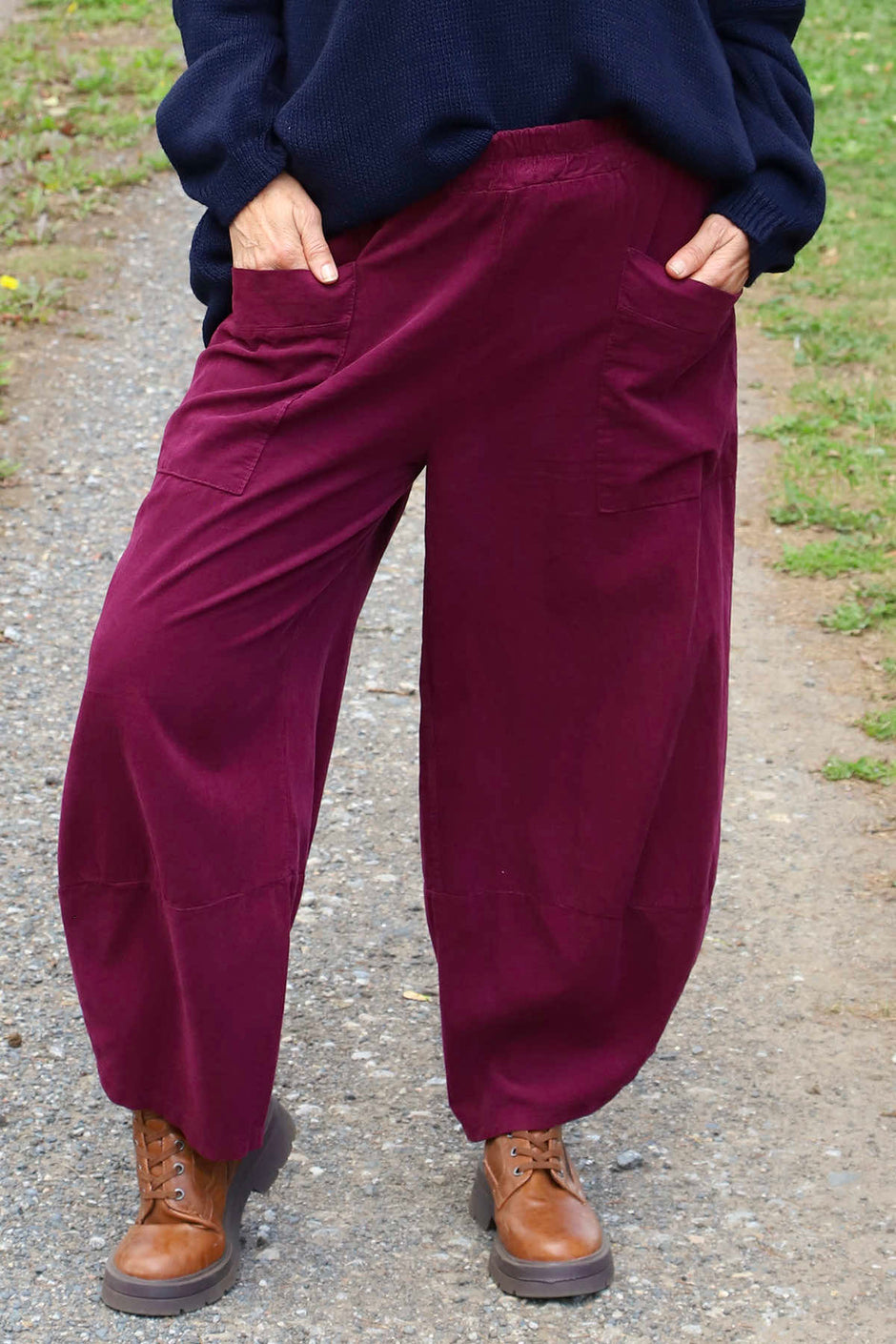 Primrose Needlecord Trousers Burgundy