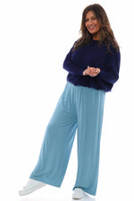 Alessia Cotton Trousers Blue Blue - Alessia Cotton Trousers Blue