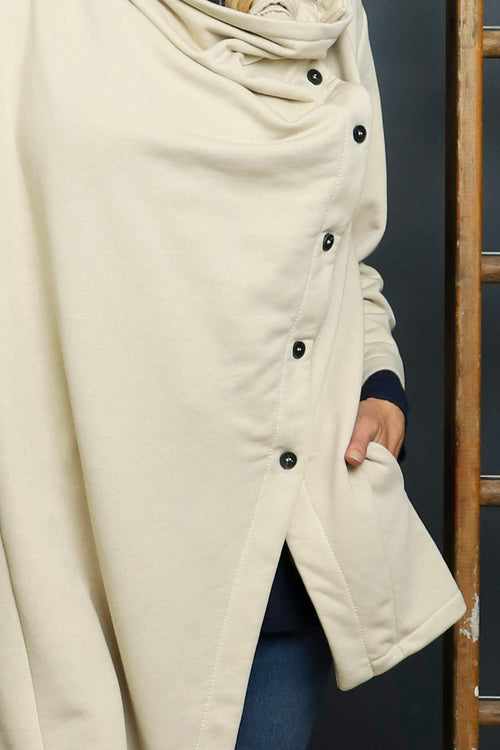 Damaris Asymmetric Button Cotton Top Stone - Image 3