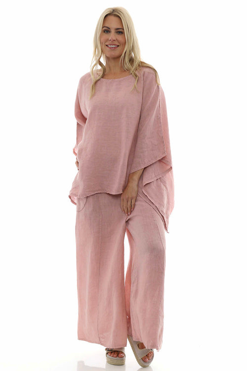 Brietta Linen Trousers Pink - Image 2