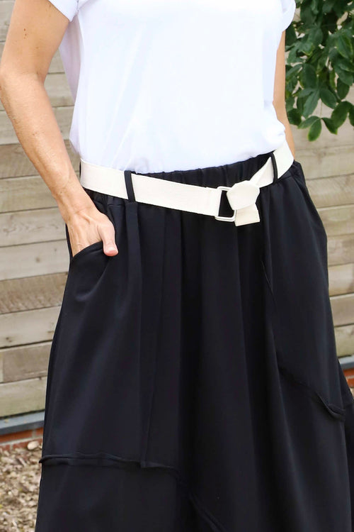 Sophia Belted Cotton Skirt Black - Image 3