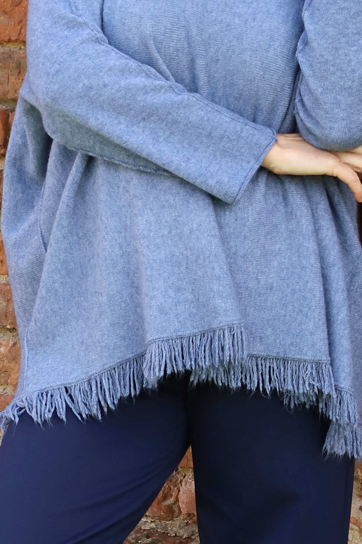 Sally Fringe Hem Jumper Blue