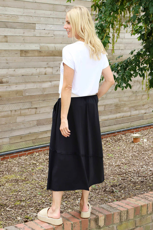 Sophia Belted Cotton Skirt Black - Image 4