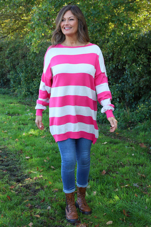 Brendalynn Stripe Knit Jumper Fuchsia - Image 2