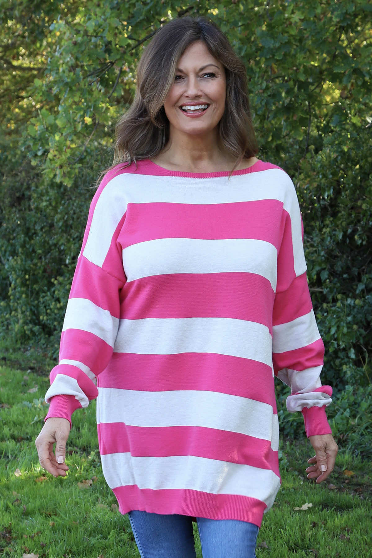 Brendalynn Stripe Knit Jumper Fuchsia