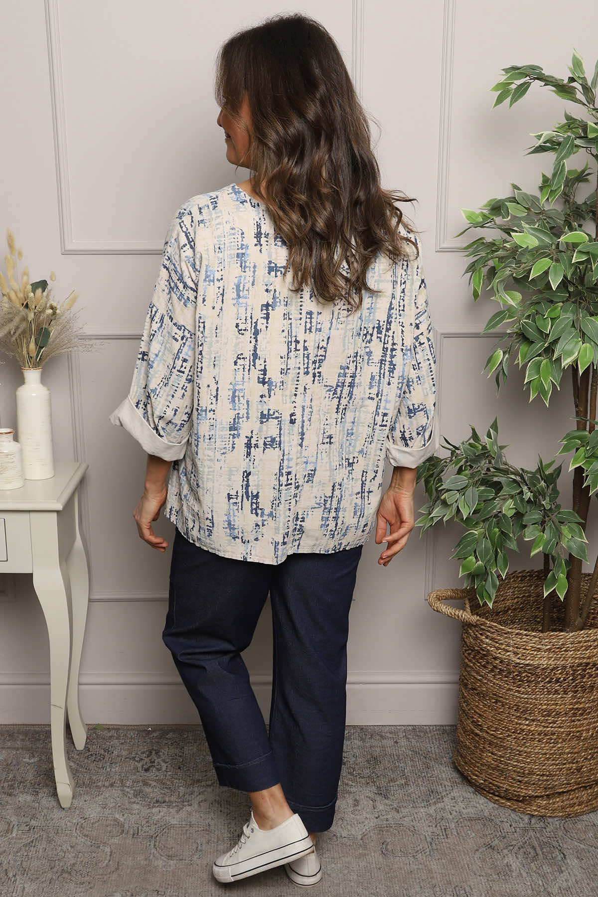 Danita Print Needlecord Top Stone