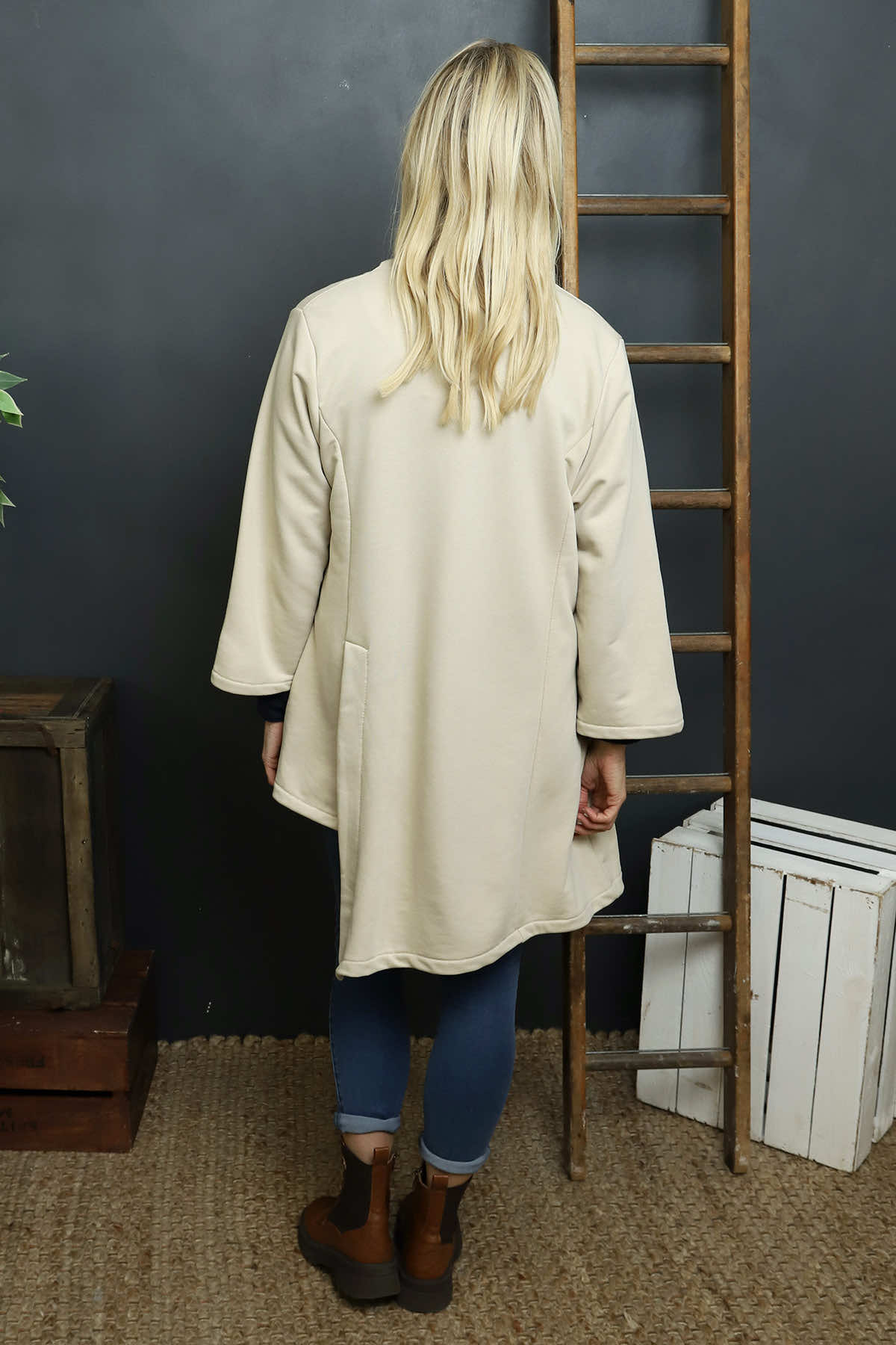 Damaris Asymmetric Button Cotton Top Stone