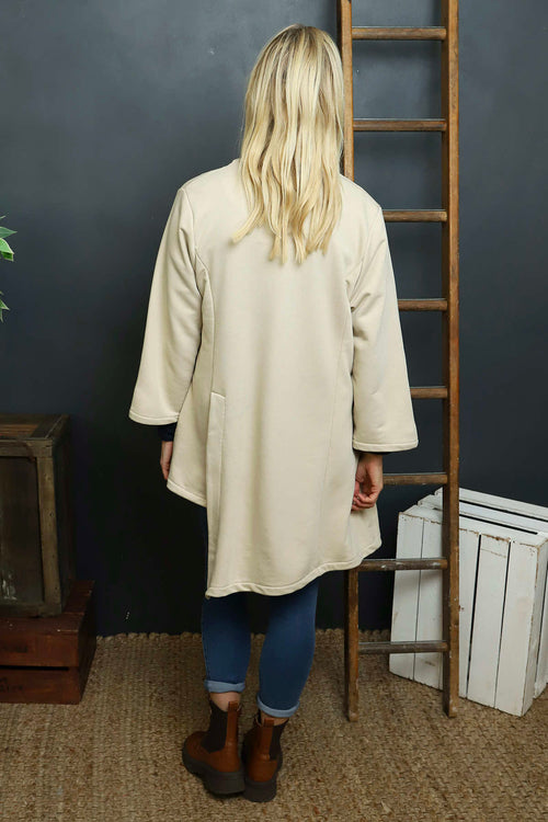 Damaris Asymmetric Button Cotton Top Stone - Image 4