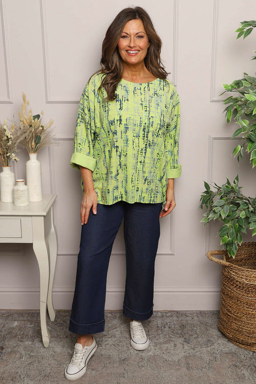 Danita Print Needlecord Top Green - Image 1