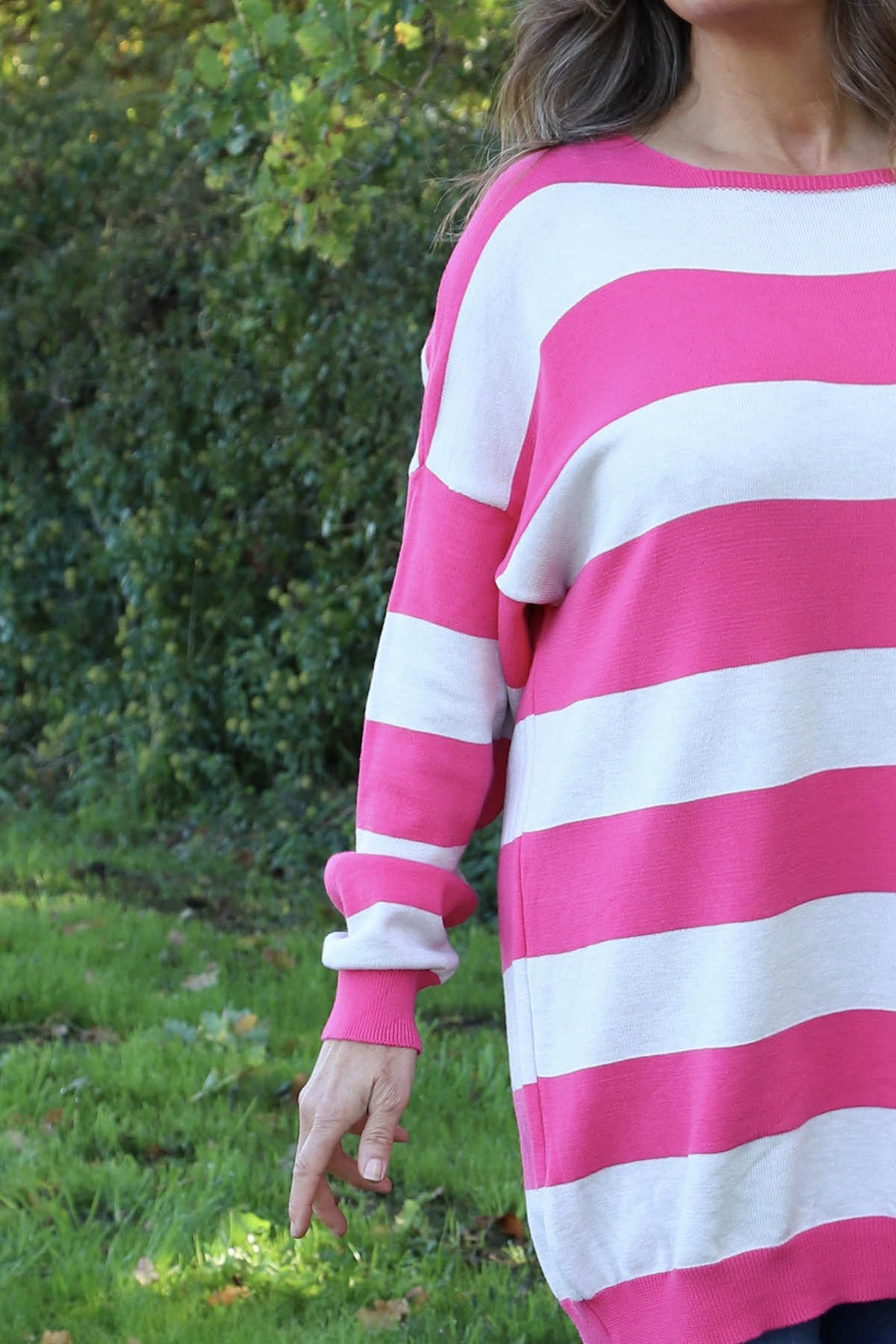 Brendalynn Stripe Knit Jumper Fuchsia