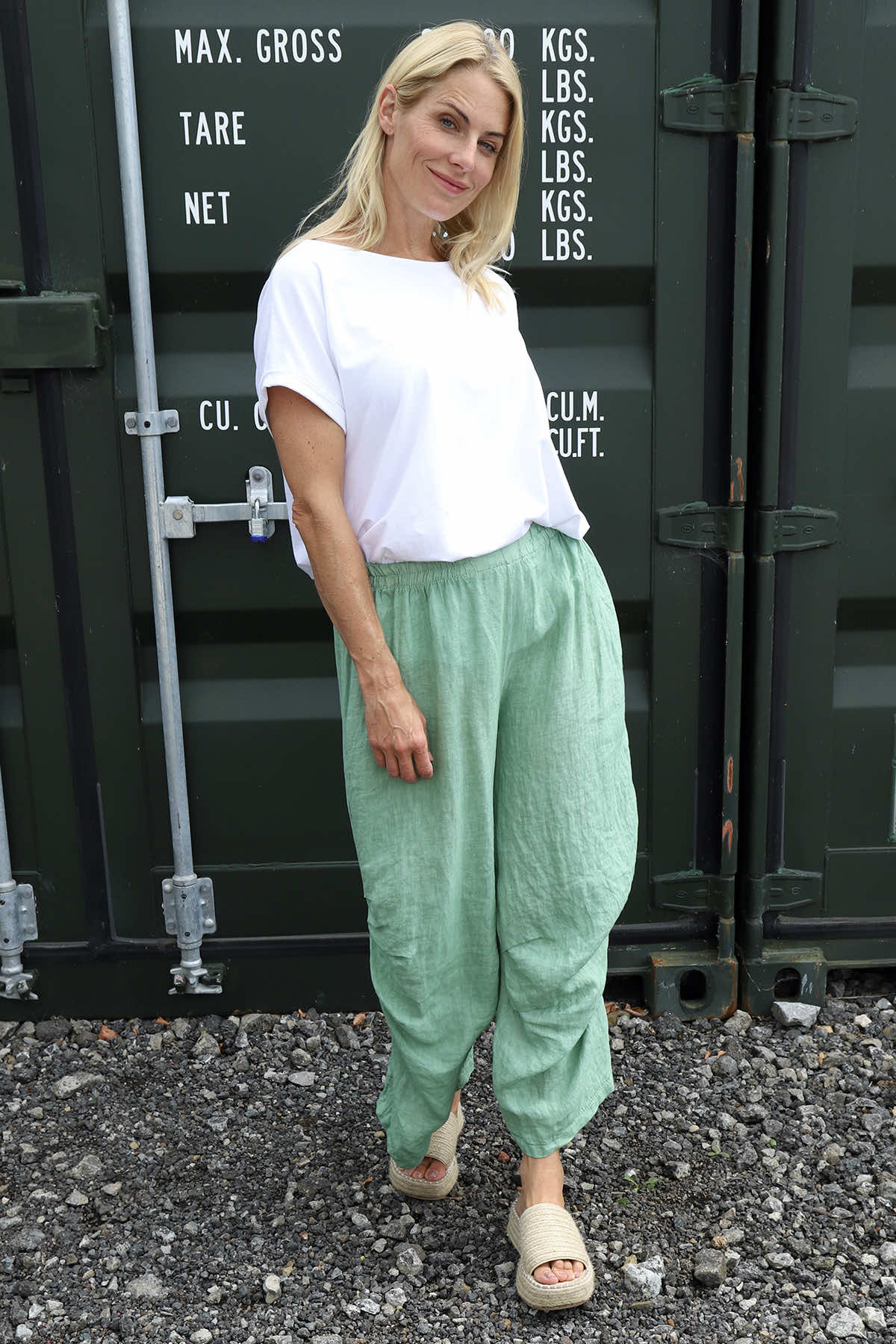 Nalini Linen Trousers Sage Green