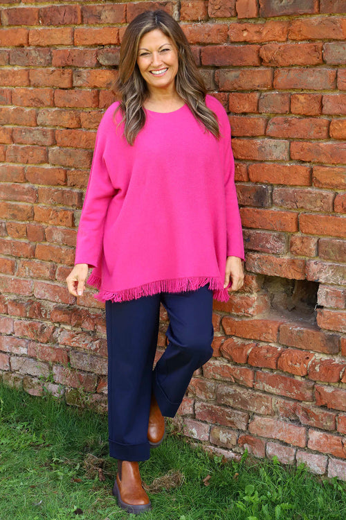 Sally Fringe Hem Jumper Fuchsia