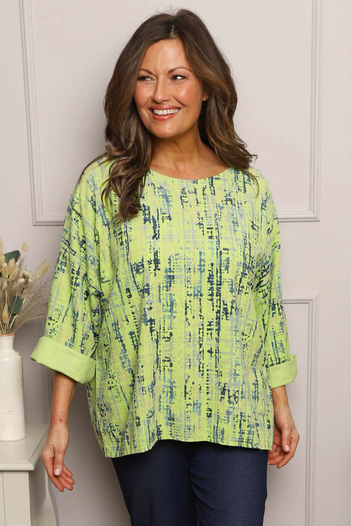 Danita Print Needlecord Top Green - Image 2