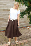 Sophia Belted Cotton Skirt Cocoa