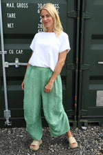 Nalini Linen Trousers Sage Green Sage Green - Nalini Linen Trousers Sage Green