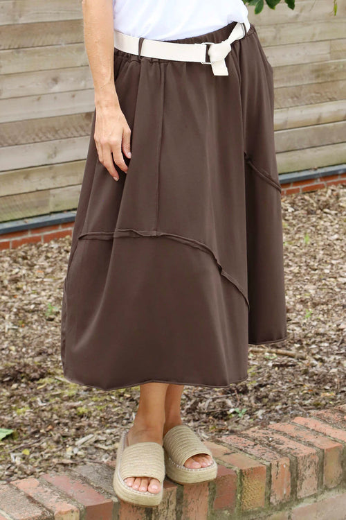 Sophia Belted Cotton Skirt Cocoa - Image 3