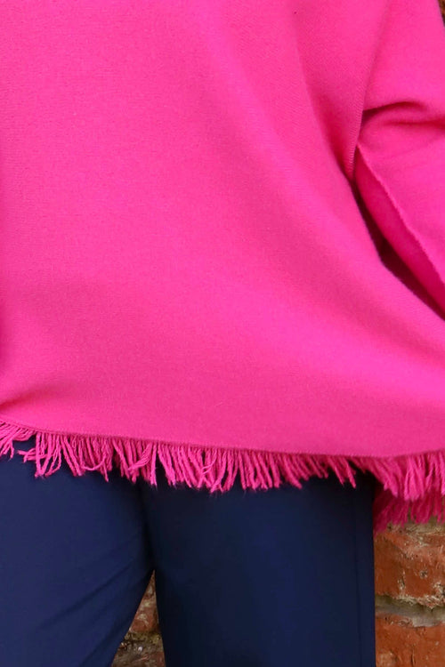 Sally Fringe Hem Jumper Fuchsia - Image 3