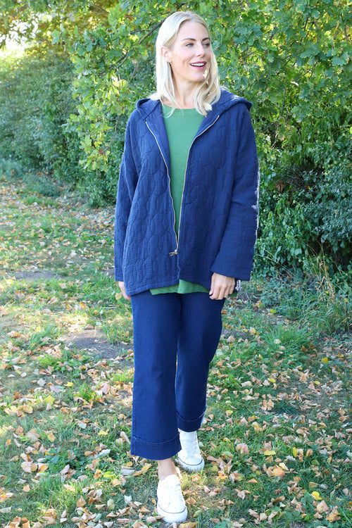 Colleen Cotton Zip Hooded Jacket Navy - Image 3