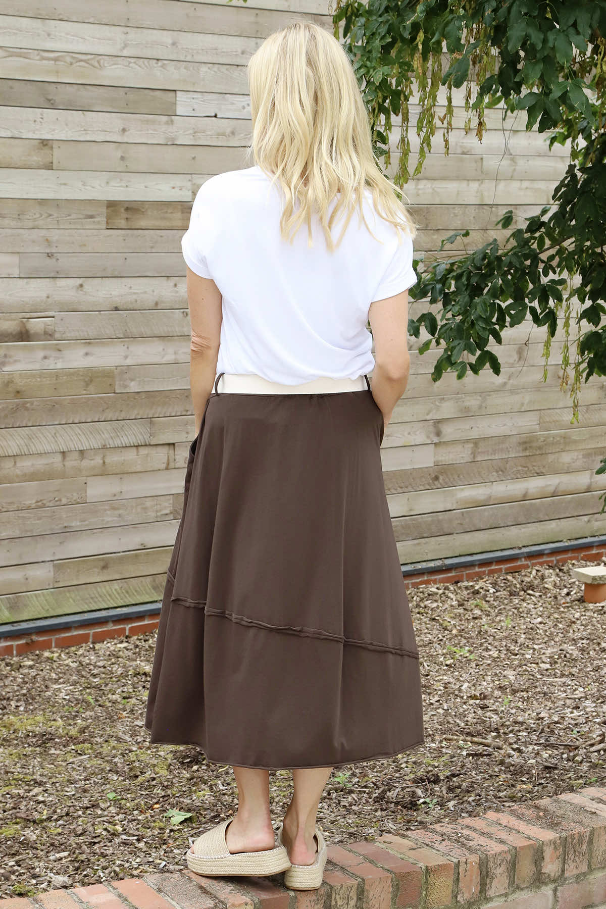Sophia Belted Cotton Skirt Cocoa
