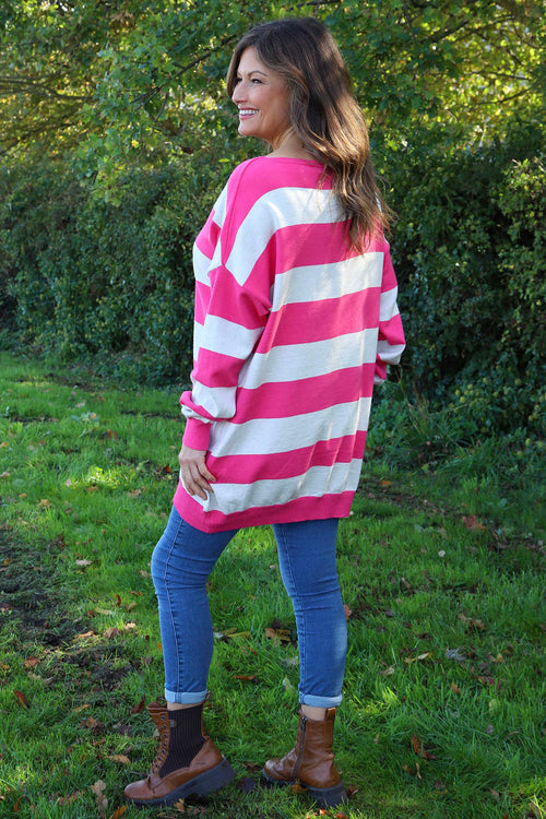 Brendalynn Stripe Knit Jumper Fuchsia - Image 4
