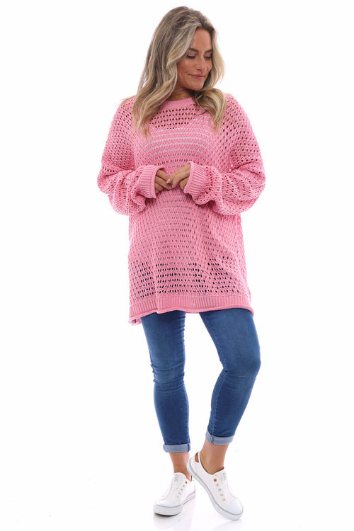 Isidora Crochet Cotton Top Bubblegum Pink - Image 1