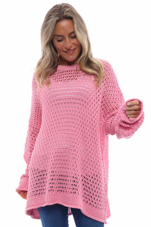 Isidora Crochet Cotton Top Bubblegum Pink - Image 3