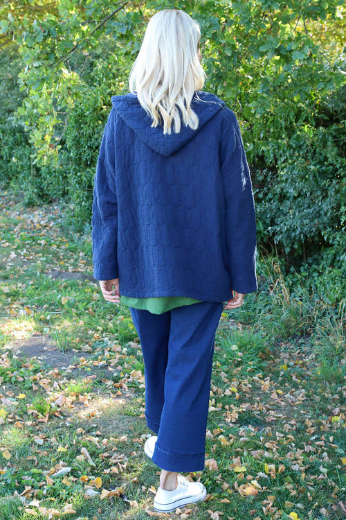 Colleen Cotton Zip Hooded Jacket Navy - Image 4